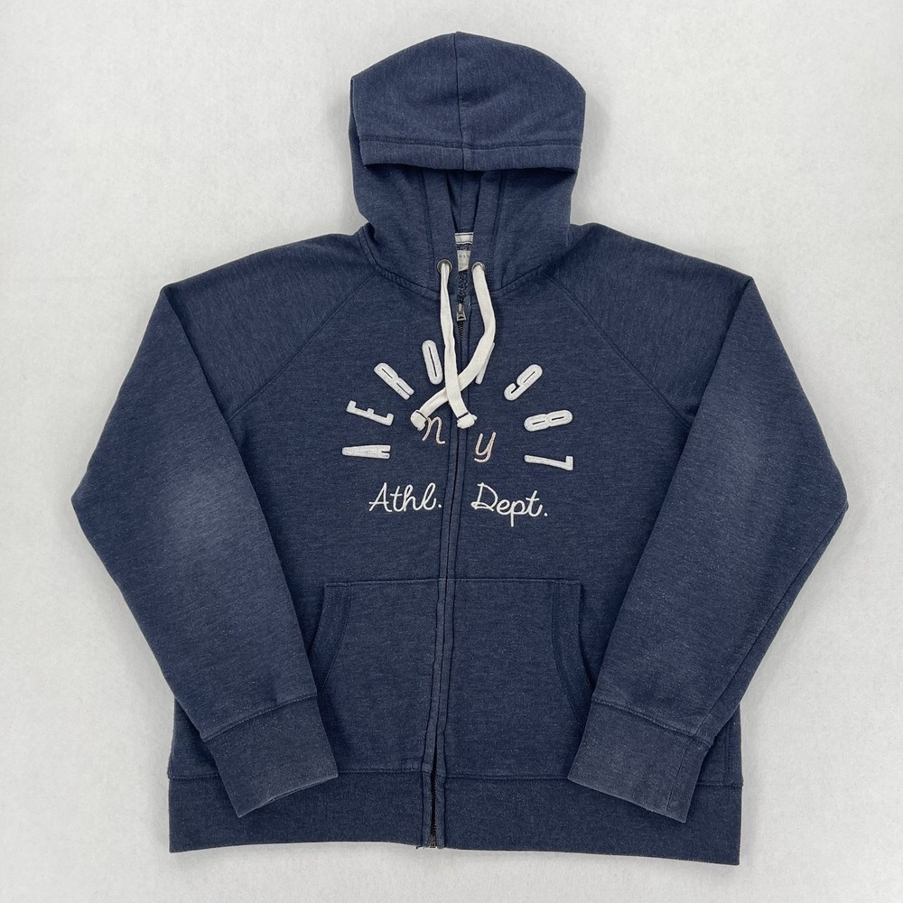 Aeropostale Full Zip Hoodie Womens XL Blue Embroidered Spellout 2000s Y2K Retro